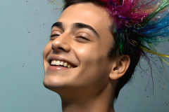 Paint Splat Fun - Colorful Happy Male Faces