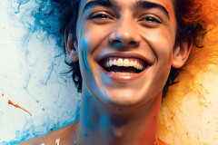 Paint Splat Fun - Colorful Happy Male Faces