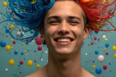 Paint Splat Fun - Colorful Happy Male Faces