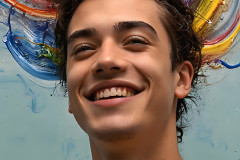 Paint Splat Fun - Colorful Happy Male Faces