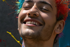 Paint Splat Fun - Colorful Happy Male Faces