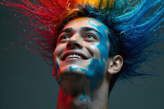 Paint Splat Fun - Colorful Happy Male Faces