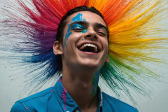 Paint Splat Fun - Colorful Happy Male Faces