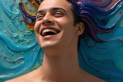 Paint Splat Fun - Colorful Happy Male Faces