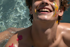 Paint Splat Fun - Colorful Happy Male Faces