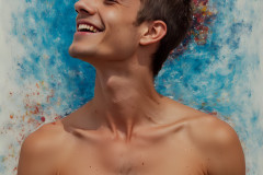 Paint Splat Fun - Colorful Happy Male Faces