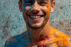 Paint Splat Fun - Colorful Happy Male Faces