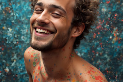 Paint Splat Fun - Colorful Happy Male Faces