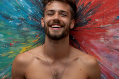 Paint Splat Fun - Colorful Happy Male Faces