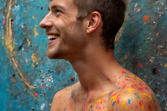 Paint Splat Fun - Colorful Happy Male Faces