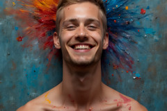 Paint Splat Fun - Colorful Happy Male Faces