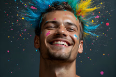 Paint Splat Fun - Colorful Happy Male Faces