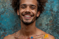 Paint Splat Fun - Colorful Happy Male Faces