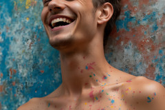 Paint Splat Fun - Colorful Happy Male Faces