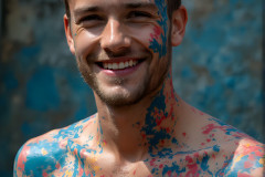 Paint Splat Fun - Colorful Happy Male Faces