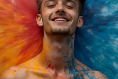 Paint Splat Fun - Colorful Happy Male Faces