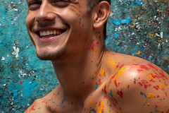 Paint Splat Fun - Colorful Happy Male Faces