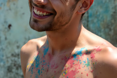 Paint Splat Fun - Colorful Happy Male Faces
