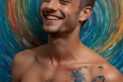 Paint Splat Fun - Colorful Happy Male Faces