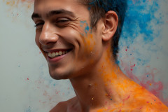Paint Splat Fun - Colorful Happy Male Faces