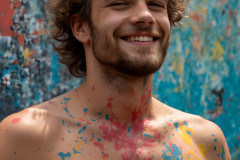 Paint Splat Fun - Colorful Happy Male Faces