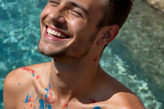 Paint Splat Fun - Colorful Happy Male Faces