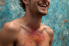 Paint Splat Fun - Colorful Happy Male Faces