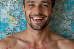 Paint Splat Fun - Colorful Happy Male Faces