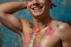 Paint Splat Fun - Colorful Happy Male Faces