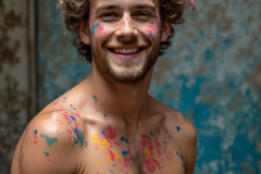 Paint Splat Fun - Colorful Happy Male Faces