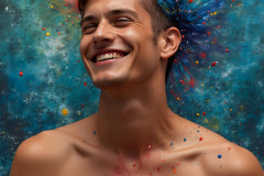 Paint Splat Fun - Colorful Happy Male Faces