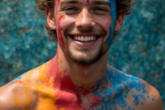 Paint Splat Fun - Colorful Happy Male Faces