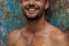 Paint Splat Fun - Colorful Happy Male Faces