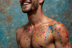 Paint Splat Fun - Colorful Happy Male Faces