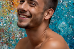 Paint Splat Fun - Colorful Happy Male Faces