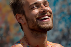 Paint Splat Fun - Colorful Happy Male Faces