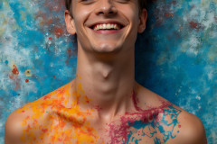 Paint Splat Fun - Colorful Happy Male Faces