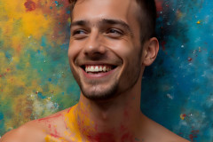 Paint Splat Fun - Colorful Happy Male Faces