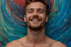 Paint Splat Fun - Colorful Happy Male Faces