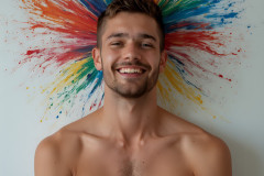 Paint Splat Fun - Colorful Happy Male Faces
