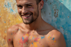 Paint Splat Fun - Colorful Happy Male Faces