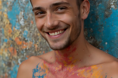 Paint Splat Fun - Colorful Happy Male Faces