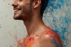 Paint Splat Fun - Colorful Happy Male Faces