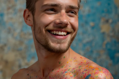 Paint Splat Fun - Colorful Happy Male Faces