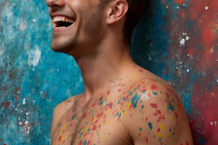 Paint Splat Fun - Colorful Happy Male Faces