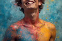Paint Splat Fun - Colorful Happy Male Faces
