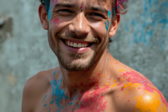 Paint Splat Fun - Colorful Happy Male Faces