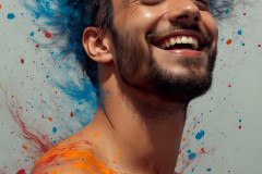Paint Splat Fun - Colorful Happy Male Faces