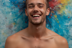 Paint Splat Fun - Colorful Happy Male Faces