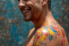 Paint Splat Fun - Colorful Happy Male Faces